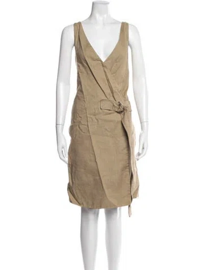 Pre-owned Celine Linen Knee-length Dress In Neutrals