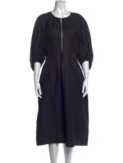 Pre-owned Celine Linen Midi Length Dress In Black