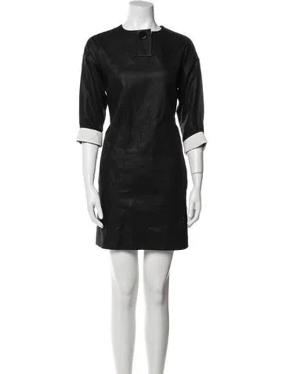 Pre-owned Celine Linen Mini Dress In Black