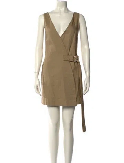 Pre-owned Celine Linen Mini Dress In Neutrals