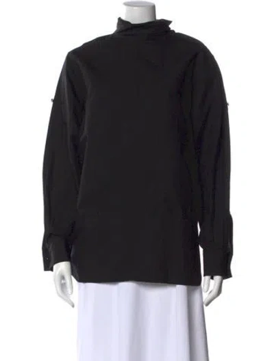 Pre-owned Celine Linen Mock Neck Sweatshirt In Black