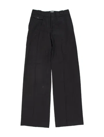 Pre-owned Celine Linen Straight Leg Pants In Black