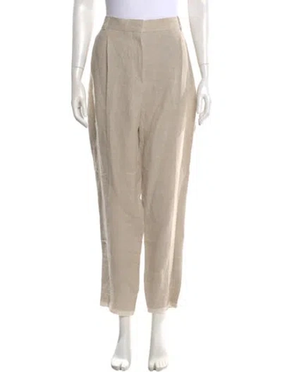 Pre-owned Celine Linen Straight Leg Pants In Neutral