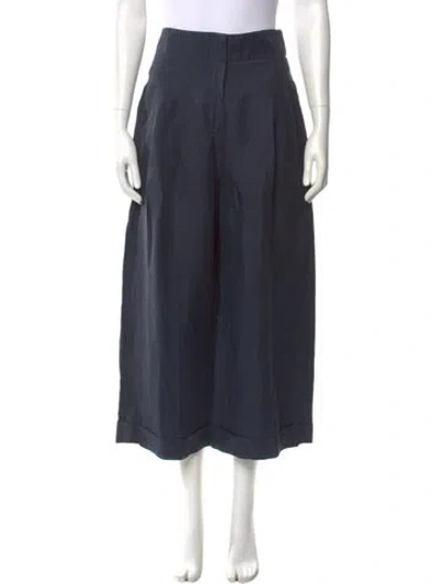 Pre-owned Celine Linen Wide Leg Pants In Blue