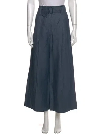 Pre-owned Celine Linen Wide Leg Pants In Blue