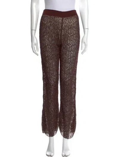 Pre-owned Celine Linen Wide Leg Pants In Brown