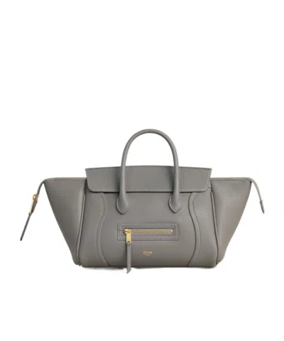 Celine Little Luggage In Grained Calfskin In Gray
