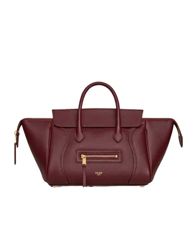 Celine Little Luggage In Grained Calfskin In Red