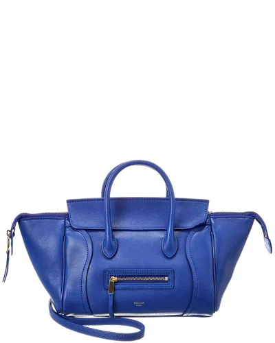 Celine Little Luggage Leather Shoulder Bag In Blue
