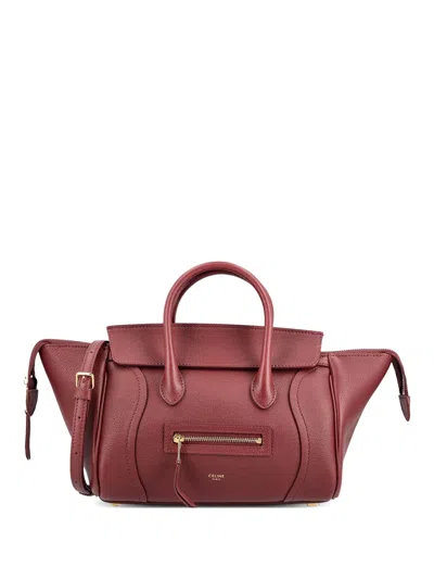 Celine Little Luggage Tote Bag In Burgundy