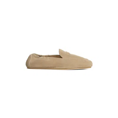 Celine Women Suede Leather Loafers In Neutral