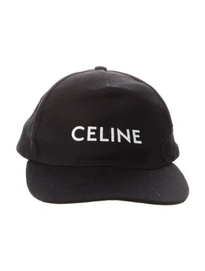 Pre-owned Celine Logo Baseball Cap In Black