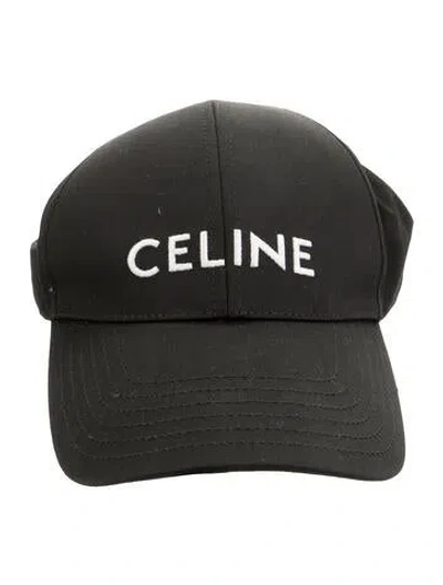 Pre-owned Celine Logo Baseball Cap In Black