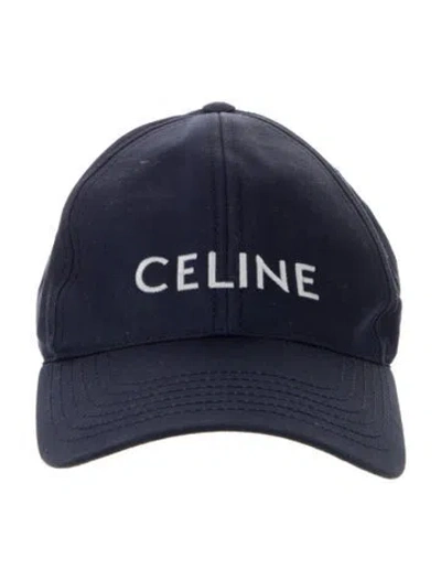 Pre-owned Celine Logo Baseball Cap In Blue