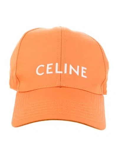 Pre-owned Celine Logo Baseball Cap In Orange