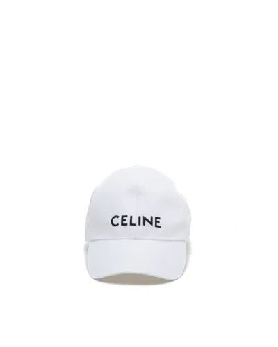 Celine Céline Logo Baseball Cap, Size M In White