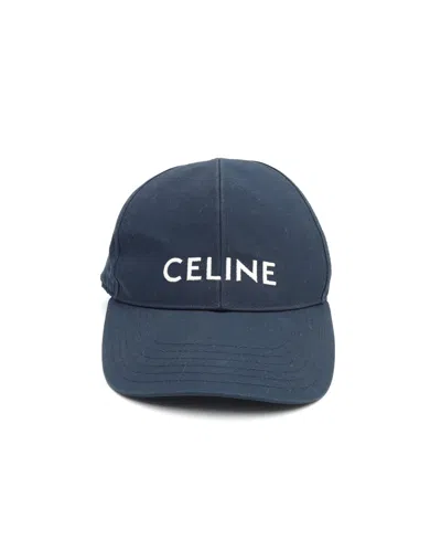 Celine Céline Logo Baseball Cap, Size S In Blue