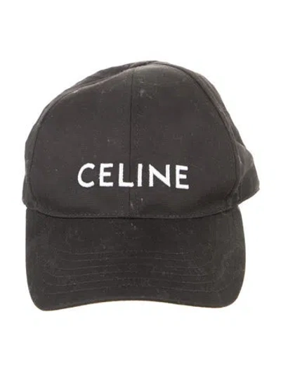 Pre-owned Celine Logo Baseball Casp In Black