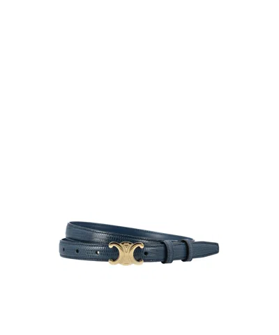 Celine Logo Belt In Blue