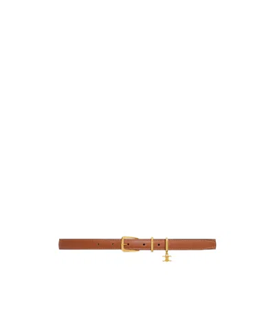 Celine Logo Belt In Brown