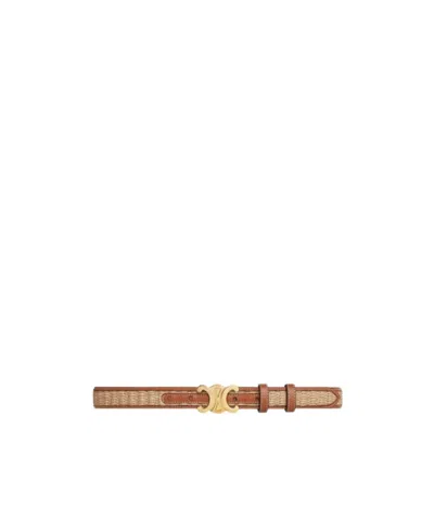 Celine Logo Belt In Brown
