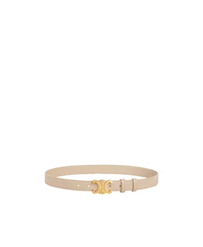 Celine Logo Belt In Nude