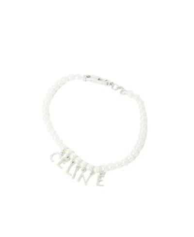 Celine Logo Bracelet In White