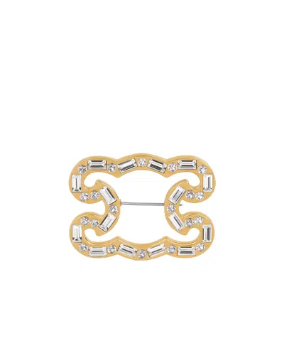 Celine Logo Brooch In Yellow