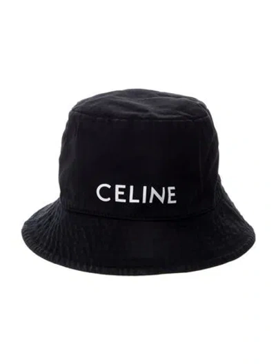 Pre-owned Celine Logo Bucket Hat In Black