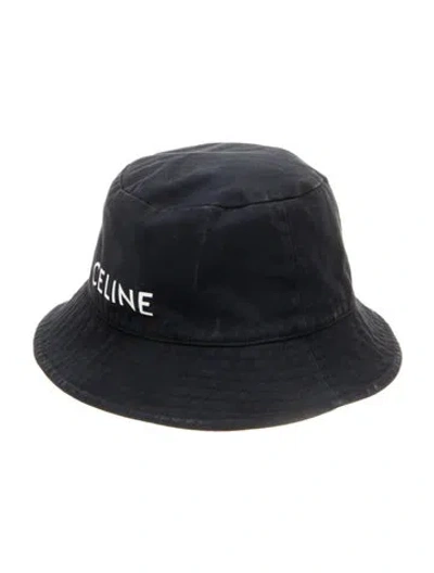 Pre-owned Celine Logo Bucket Hat In Black