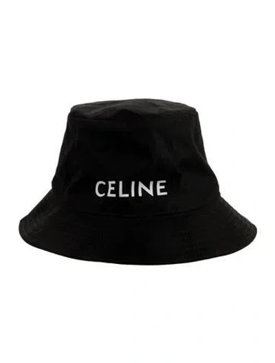 Pre-owned Celine Logo Bucket Hat In Black