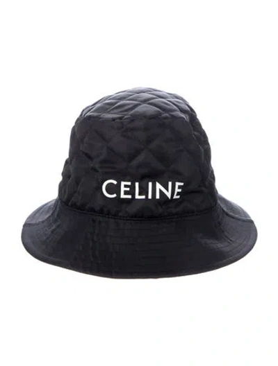 Pre-owned Celine Logo Bucket Hat In Black