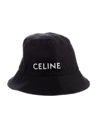 Pre-owned Celine Logo Bucket Hat In Black