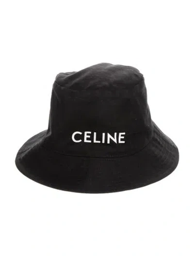 Pre-owned Celine Logo Bucket Hat In Black