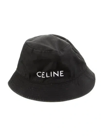 Pre-owned Celine Logo Bucket Hat In Black