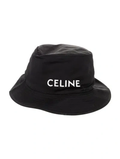 Pre-owned Celine Logo Bucket Hat In Black
