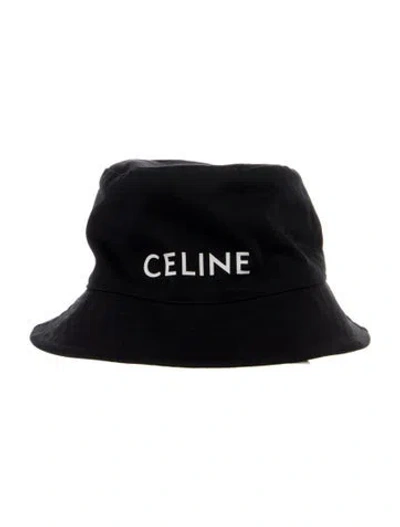 Pre-owned Celine Logo Bucket Hat In Black
