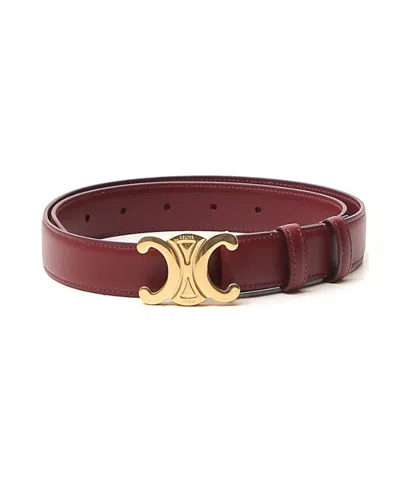 Celine Logo Buckle Belt In Red