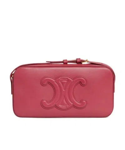 Celine Logo Camera Shoulder Bag In Red