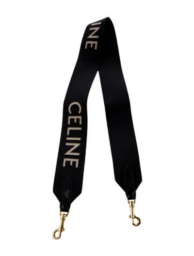 Pre-owned Celine Logo Canvas Bag Strap In Black