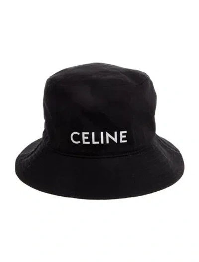 Pre-owned Celine Logo Canvas Bucket Hat In Black