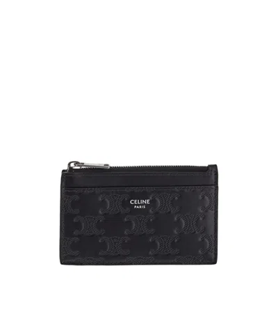Celine Logo Card Bag In Black