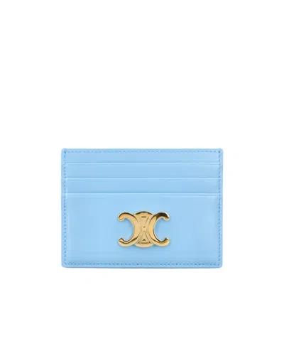 Celine Logo Card Holder In Blue