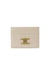 Celine Triomphe Logo Card Holder In Nude