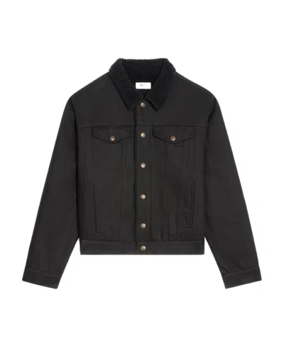 Celine Logo Chest Bag Denim Jacket In Black