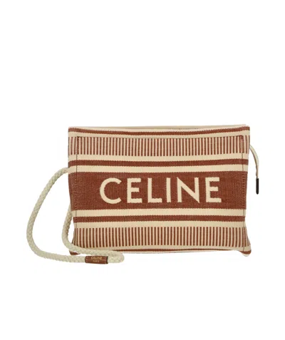 Celine Logo Clutch In Nude