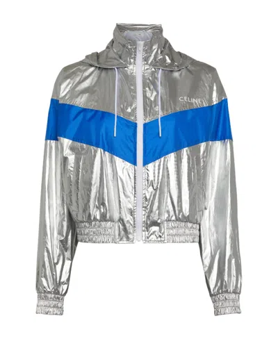 Celine Logo Coat In Gray