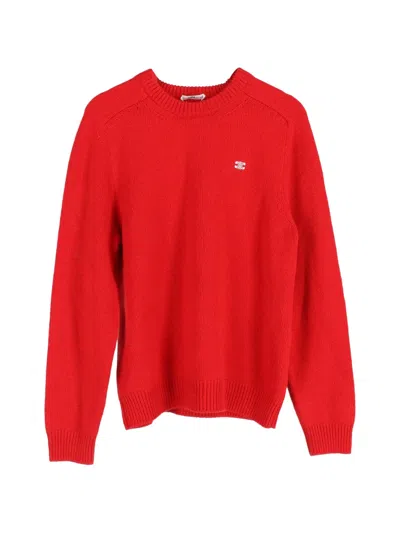 Pre-owned Celine Logo Crew-neck Sweater In Red