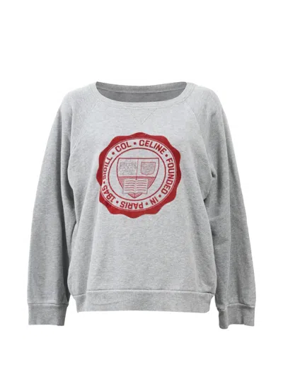 Pre-owned Celine Logo Crew-neck Sweatshirt In Gray