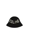 Celine Logo Crochet Hat In Black
